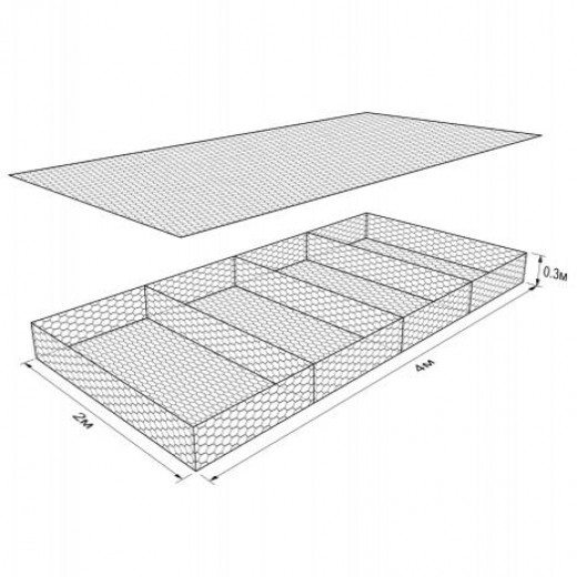 Габион ГСИ-М-4,0х2,0х0,3-С80-2,7/3,7-ЦАММП