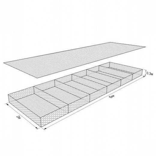 Габион ГСИ-М-6,0х2,0х0,3-С80-3,0-ЦАММ